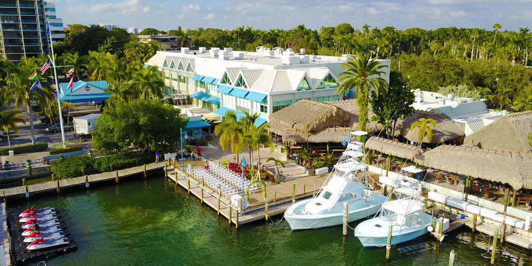 Aerial image of Monty's Raw Bar in Coconut Grove