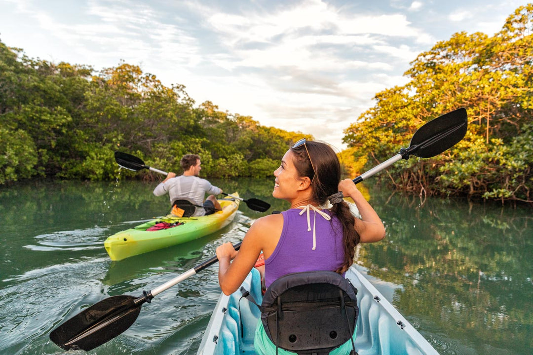 Tourists kayaking on the river of Islamorada
