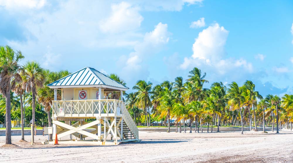Lifeguard tower at Crandon Park beach in Key Biscayne