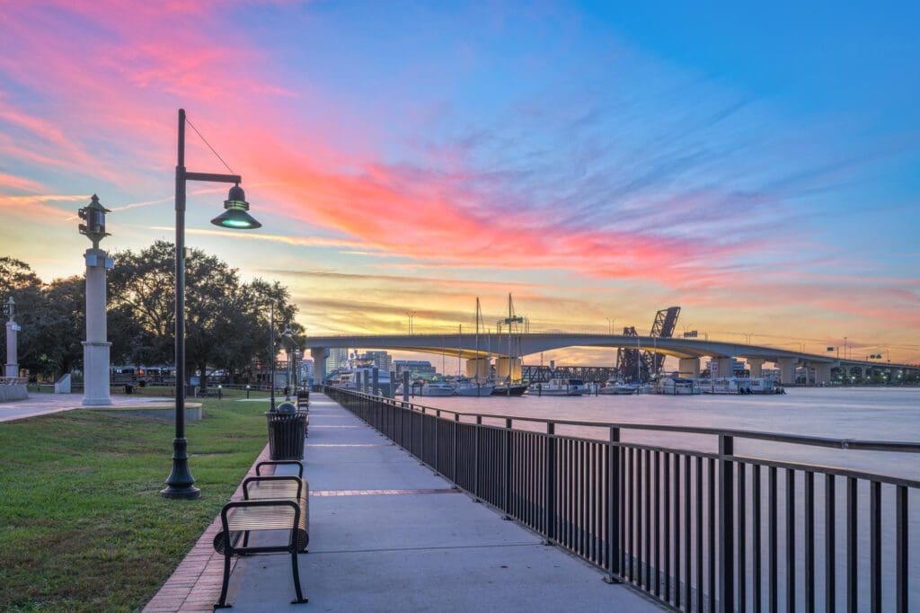 Jacksonville, Florida's Riverwalk at Dusk, USA