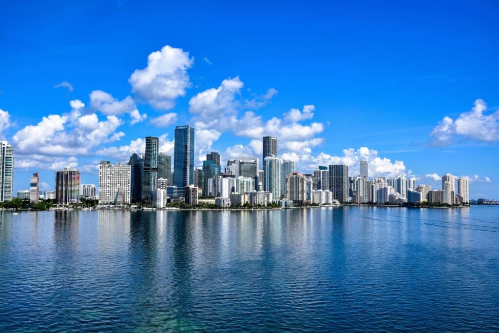 Breathtaking shot of the Miami skyline financial district of Brickell