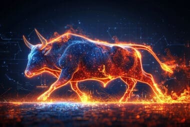 3D rendering of a neon Taurus bull zodiac sign