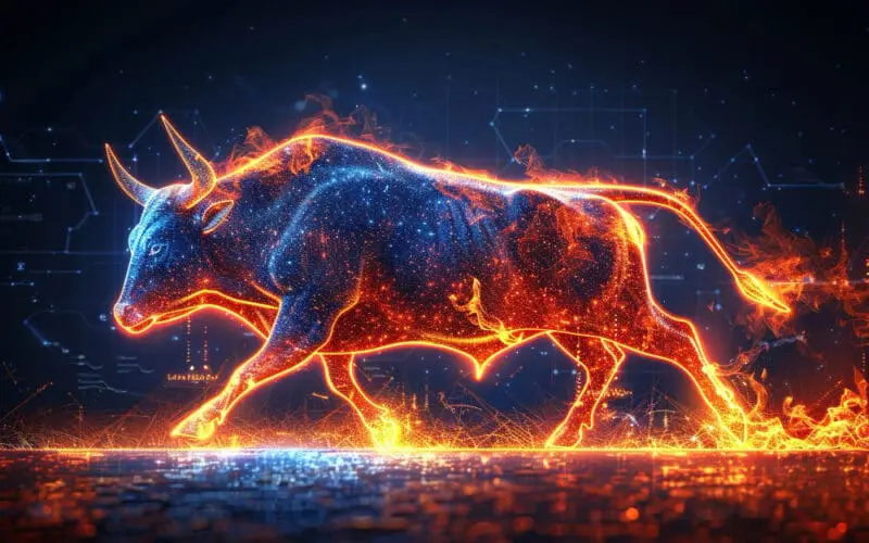 3D rendering of a neon Taurus bull zodiac sign