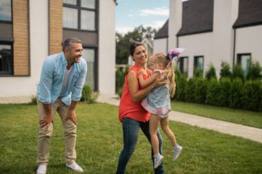 Daughter feeling entertained having fun with parents