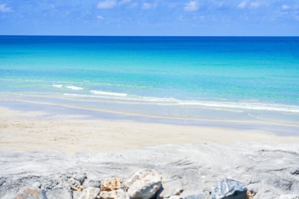 A stunning image of South Beach in Miami, showcasing its crystal-clear waters