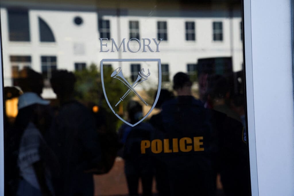 Students stage a walk out in support of Palestinians at Emory University