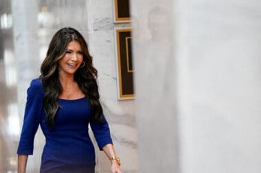 Homeland security secretary nominee Kristi Noem at the U.S. Capitol in Washington