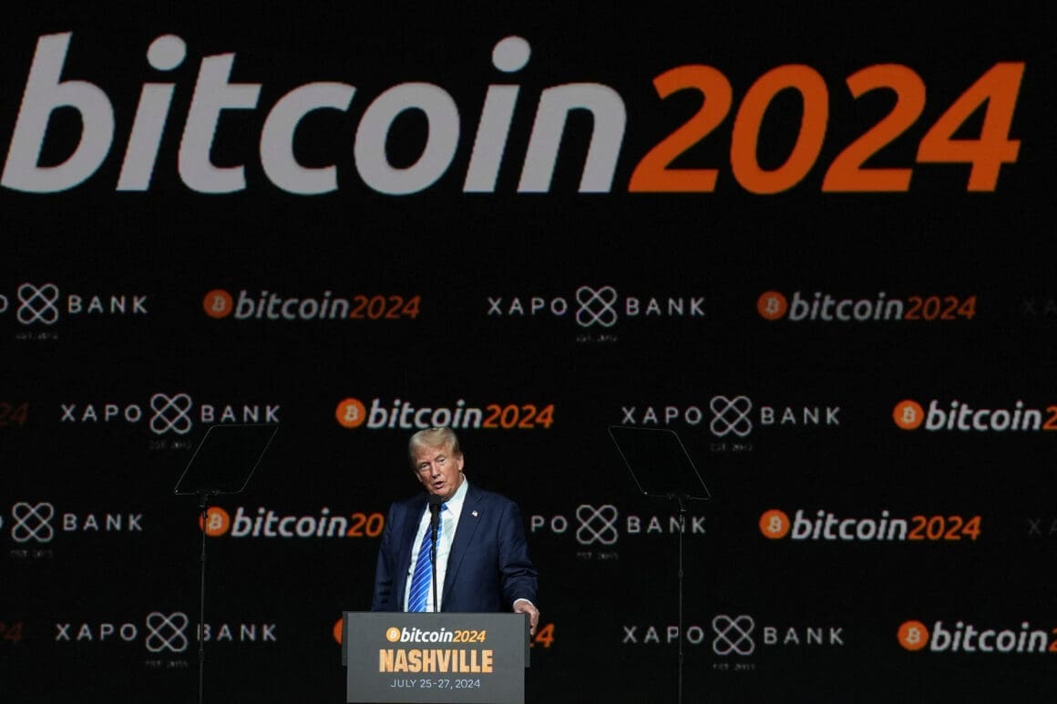 Republican presidential nominee Donald Trump attends the crypto conference in Nashville