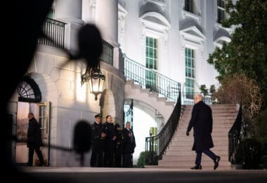 U.S. President Donald Trump returns from Florida to the White House, in Washington