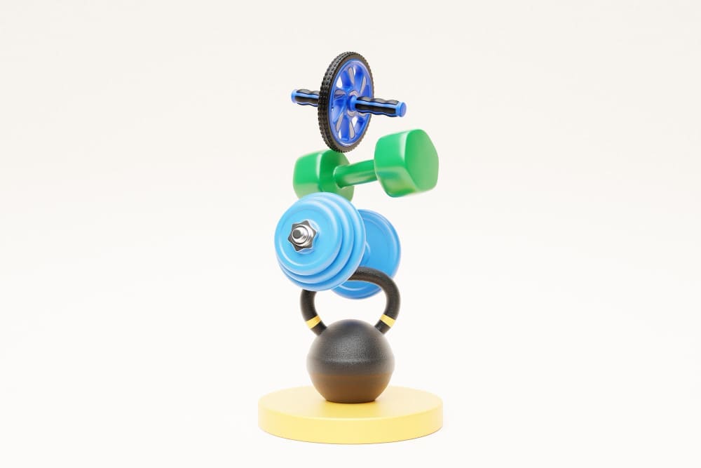 Colorful fitness equipment for home workouts