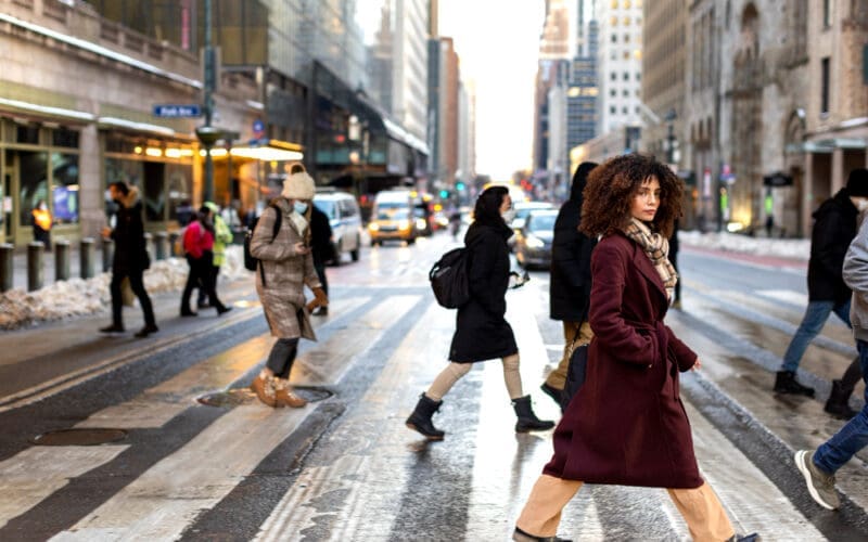 A young woman in New York City during the daytime