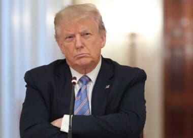 Donald Trump participates in an event with students and administrators about how to safely re-open schools during the novel coronavirus pandemic in the East Room at the White House July 07, 2024