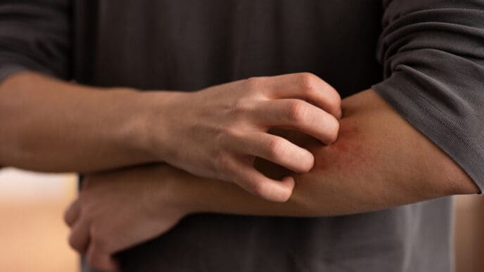 Person dealing with psoriasis