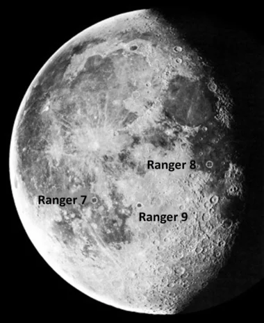 Impact sites of Rangers 7, 8, and 9.
