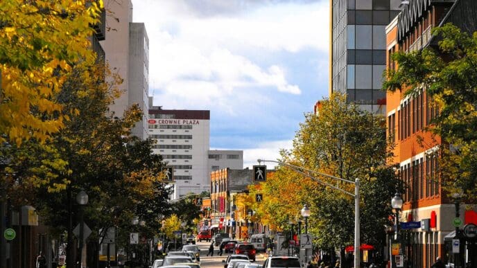 Downtown Moncton acts as the central business district for the city. It houses a number of government and financial offices.