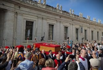 Procession with the body of the late Pope Francis