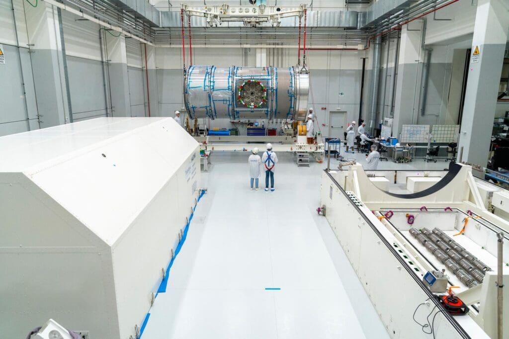 At the Thales Alenia Space facility in Turin, Italy, technicians prepare Gateway’s HALO (Habitation and Logistics Outpost) for transport. The module’s primary structure, fabricated by Thales Alenia Space, will travel to Northrop Grumman’s facility in Gilbert, Arizona, for final outfitting ahead of its launch to lunar orbit