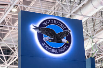 ZHUHAI, CHINA- NOVEMBER 7, 2018: PRATT & WHITNEY sign is seen during the 12th China International Aviation and Aerospace Exhibition, also known as Airshow China 2018.
