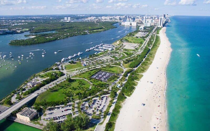 Aerial View of Haulover Park and Beach