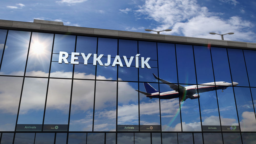 Jet aircraft landing at Reykjavik Airport
