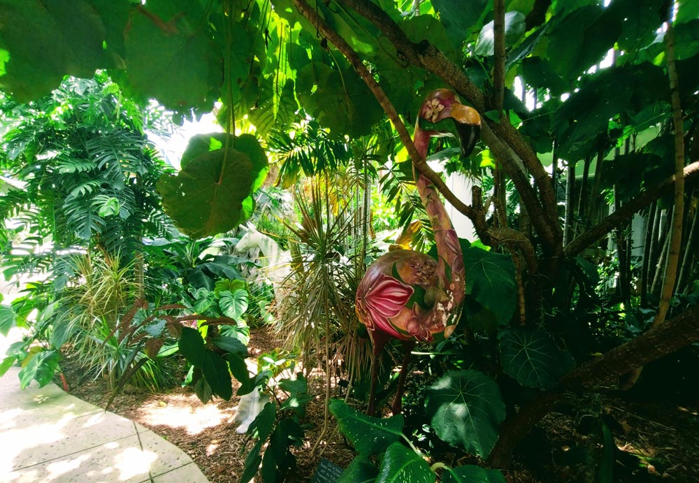 The garden presents a harmonious blend of art and nature.